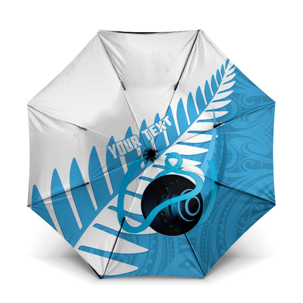 New Zealand Lawn Bowls Prostate Cancer Custom Umbrella Aotearoa Maori Silver Fern Blue Ribbon LT14 One Size Folded 11.42 inch Opened Diameter 37.4 inch Blue - Polynesian Pride