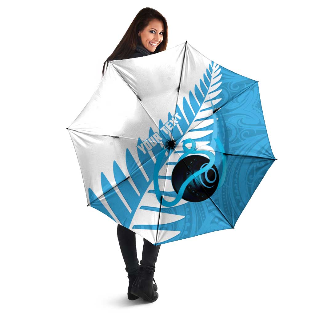 New Zealand Lawn Bowls Prostate Cancer Custom Umbrella Aotearoa Maori Silver Fern Blue Ribbon LT14 - Polynesian Pride