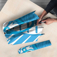 New Zealand Lawn Bowls Prostate Cancer Custom Umbrella Aotearoa Maori Silver Fern Blue Ribbon LT14 - Polynesian Pride