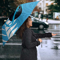 New Zealand Lawn Bowls Prostate Cancer Custom Umbrella Aotearoa Maori Silver Fern Blue Ribbon LT14 - Polynesian Pride