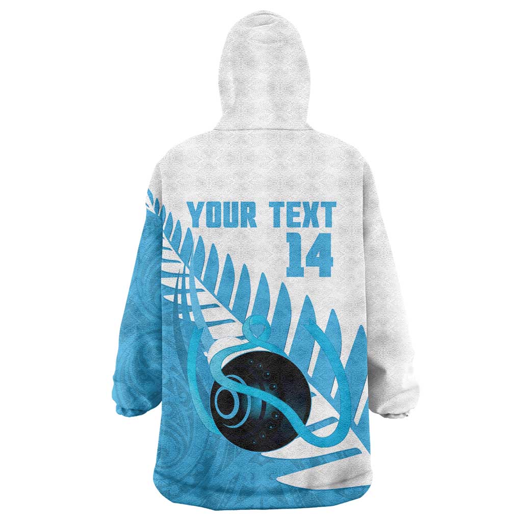 New Zealand Lawn Bowls Prostate Cancer Custom Wearable Blanket Hoodie Aotearoa Maori Silver Fern Blue Ribbon LT14 - Polynesian Pride