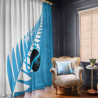 New Zealand Lawn Bowls Prostate Cancer Custom Window Curtain Aotearoa Maori Silver Fern Blue Ribbon LT14 - Polynesian Pride