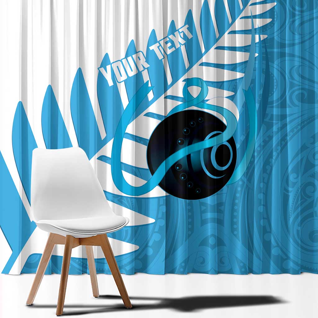 New Zealand Lawn Bowls Prostate Cancer Custom Window Curtain Aotearoa Maori Silver Fern Blue Ribbon LT14 - Polynesian Pride
