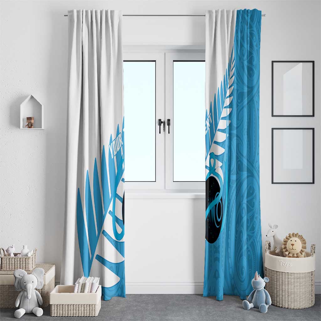 New Zealand Lawn Bowls Prostate Cancer Custom Window Curtain Aotearoa Maori Silver Fern Blue Ribbon LT14 - Polynesian Pride