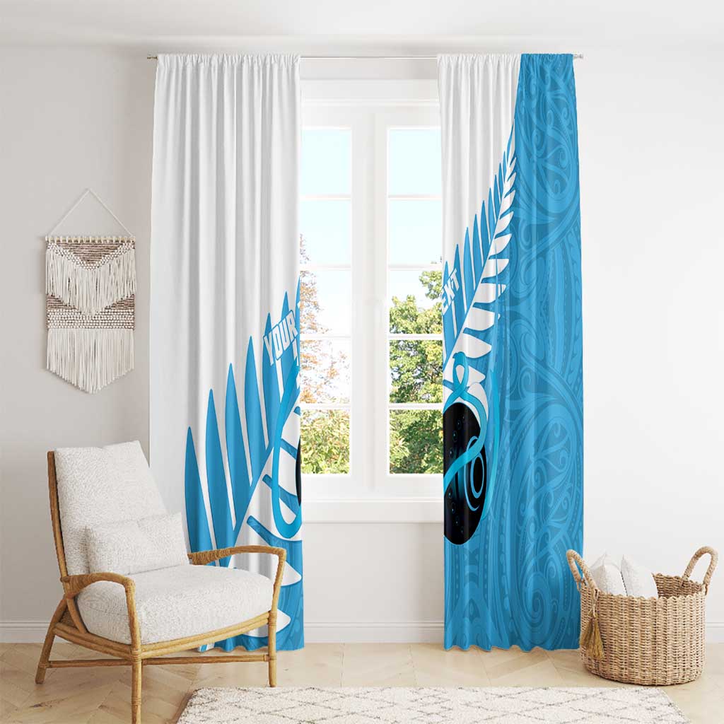 New Zealand Lawn Bowls Prostate Cancer Custom Window Curtain Aotearoa Maori Silver Fern Blue Ribbon LT14 - Polynesian Pride