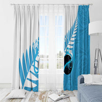 New Zealand Lawn Bowls Prostate Cancer Custom Window Curtain Aotearoa Maori Silver Fern Blue Ribbon LT14 - Polynesian Pride