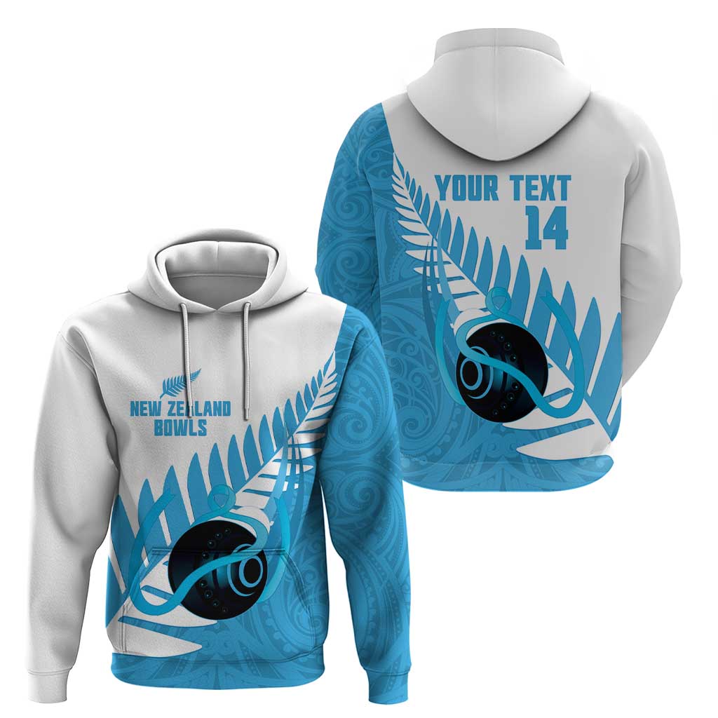 New Zealand Lawn Bowls Prostate Cancer Custom Zip Hoodie Aotearoa Maori Silver Fern Blue Ribbon LT14 - Polynesian Pride