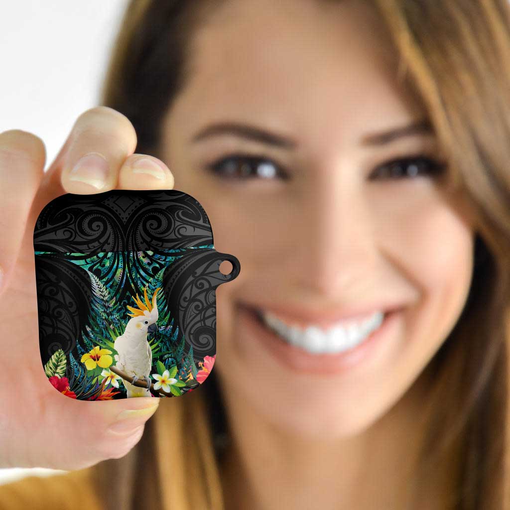 Sulphur-crested Cockatoo New Zealand AirPods Case Paua Shell Aotearoa Maori Tropical Flowers LT14 - Polynesian Pride
