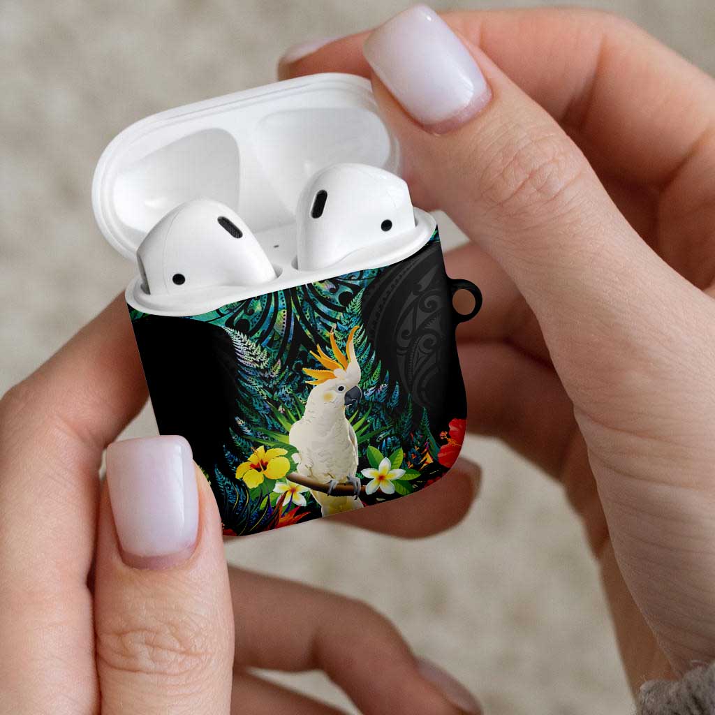 Sulphur-crested Cockatoo New Zealand AirPods Case Paua Shell Aotearoa Maori Tropical Flowers LT14 - Polynesian Pride