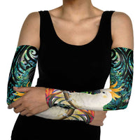 Sulphur-crested Cockatoo New Zealand Arm Sleeves Paua Shell Aotearoa Maori Tropical Flowers LT14 - Polynesian Pride
