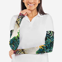 Sulphur-crested Cockatoo New Zealand Arm Sleeves Paua Shell Aotearoa Maori Tropical Flowers LT14 - Polynesian Pride