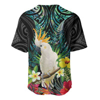 Sulphur-crested Cockatoo New Zealand Baseball Jersey Paua Shell Aotearoa Maori Tropical Flowers LT14 - Polynesian Pride