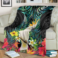 Sulphur-crested Cockatoo New Zealand Blanket Paua Shell Aotearoa Maori Tropical Flowers LT14 - Polynesian Pride