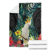 Sulphur-crested Cockatoo New Zealand Blanket Paua Shell Aotearoa Maori Tropical Flowers LT14 - Polynesian Pride