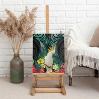 Sulphur-crested Cockatoo New Zealand Canvas Wall Art Paua Shell Aotearoa Maori Tropical Flowers LT14 - Polynesian Pride