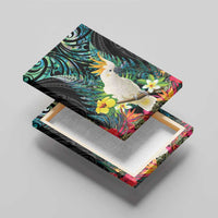 Sulphur-crested Cockatoo New Zealand Canvas Wall Art Paua Shell Aotearoa Maori Tropical Flowers LT14 - Polynesian Pride