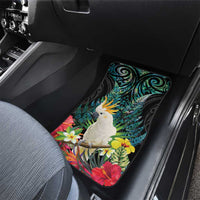 Sulphur-crested Cockatoo New Zealand Car Mats Paua Shell Aotearoa Maori Tropical Flowers LT14 - Polynesian Pride