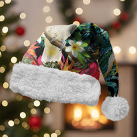 Sulphur-crested Cockatoo New Zealand Christmas Santa Hat Paua Shell Aotearoa Maori Tropical Flowers LT14 With Fur Black - Polynesian Pride