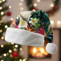 Sulphur-crested Cockatoo New Zealand Christmas Santa Hat Paua Shell Aotearoa Maori Tropical Flowers LT14 Without Fur Black - Polynesian Pride