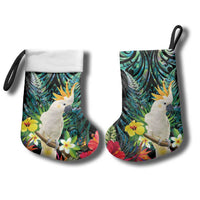 Sulphur-crested Cockatoo New Zealand Christmas Stocking Paua Shell Aotearoa Maori Tropical Flowers LT14 - Polynesian Pride