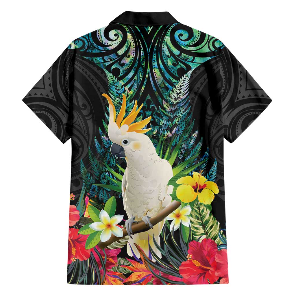 Sulphur-crested Cockatoo New Zealand Family Matching Puletasi and Hawaiian Shirt Paua Shell Aotearoa Maori Tropical Flowers LT14 - Polynesian Pride