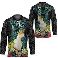 Sulphur-crested Cockatoo New Zealand Hockey Jersey Paua Shell Aotearoa Maori Tropical Flowers LT14 - Polynesian Pride