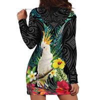 Sulphur-crested Cockatoo New Zealand Hoodie Dress Paua Shell Aotearoa Maori Tropical Flowers LT14 - Polynesian Pride