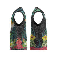Sulphur-crested Cockatoo New Zealand Christmas Knitted V-Neck Vest Paua Shell Aotearoa Maori Tropical Flowers LT14 - Polynesian Pride