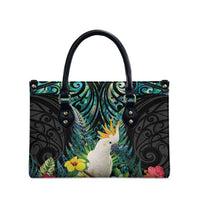 Sulphur-crested Cockatoo New Zealand Leather Bag Paua Shell Aotearoa Maori Tropical Flowers LT14 - Polynesian Pride