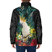Sulphur-crested Cockatoo New Zealand Padded Jacket Paua Shell Aotearoa Maori Tropical Flowers LT14 - Polynesian Pride