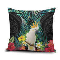 Sulphur-crested Cockatoo New Zealand Pillow Cover Paua Shell Aotearoa Maori Tropical Flowers LT14 Black - Polynesian Pride