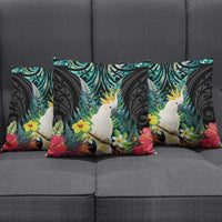 Sulphur-crested Cockatoo New Zealand Pillow Cover Paua Shell Aotearoa Maori Tropical Flowers LT14 - Polynesian Pride