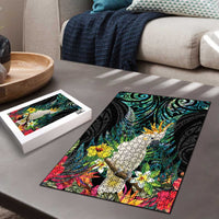 Sulphur-crested Cockatoo New Zealand Puzzle Paua Shell Aotearoa Maori Tropical Flowers LT14 - Polynesian Pride