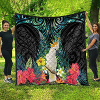 Sulphur-crested Cockatoo New Zealand Quilt Paua Shell Aotearoa Maori Tropical Flowers LT14 - Polynesian Pride