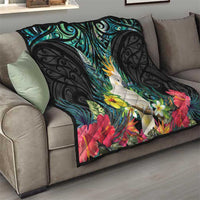 Sulphur-crested Cockatoo New Zealand Quilt Paua Shell Aotearoa Maori Tropical Flowers LT14 - Polynesian Pride