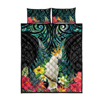 Sulphur-crested Cockatoo New Zealand Quilt Bed Set Paua Shell Aotearoa Maori Tropical Flowers LT14 - Polynesian Pride
