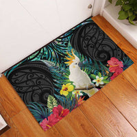 Sulphur-crested Cockatoo New Zealand Rubber Doormat Paua Shell Aotearoa Maori Tropical Flowers LT14 - Polynesian Pride