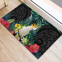 Sulphur-crested Cockatoo New Zealand Rubber Doormat Paua Shell Aotearoa Maori Tropical Flowers LT14 - Polynesian Pride
