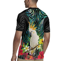Sulphur-crested Cockatoo New Zealand Rugby Jersey Paua Shell Aotearoa Maori Tropical Flowers LT14 - Polynesian Pride