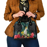 Sulphur-crested Cockatoo New Zealand Shoulder Handbag Paua Shell Aotearoa Maori Tropical Flowers LT14 - Polynesian Pride