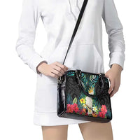 Sulphur-crested Cockatoo New Zealand Shoulder Handbag Paua Shell Aotearoa Maori Tropical Flowers LT14 - Polynesian Pride