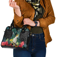 Sulphur-crested Cockatoo New Zealand Shoulder Handbag Paua Shell Aotearoa Maori Tropical Flowers LT14 - Polynesian Pride