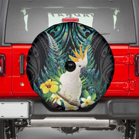 Sulphur-crested Cockatoo New Zealand Spare Tire Cover Paua Shell Aotearoa Maori Tropical Flowers LT14 - Polynesian Pride