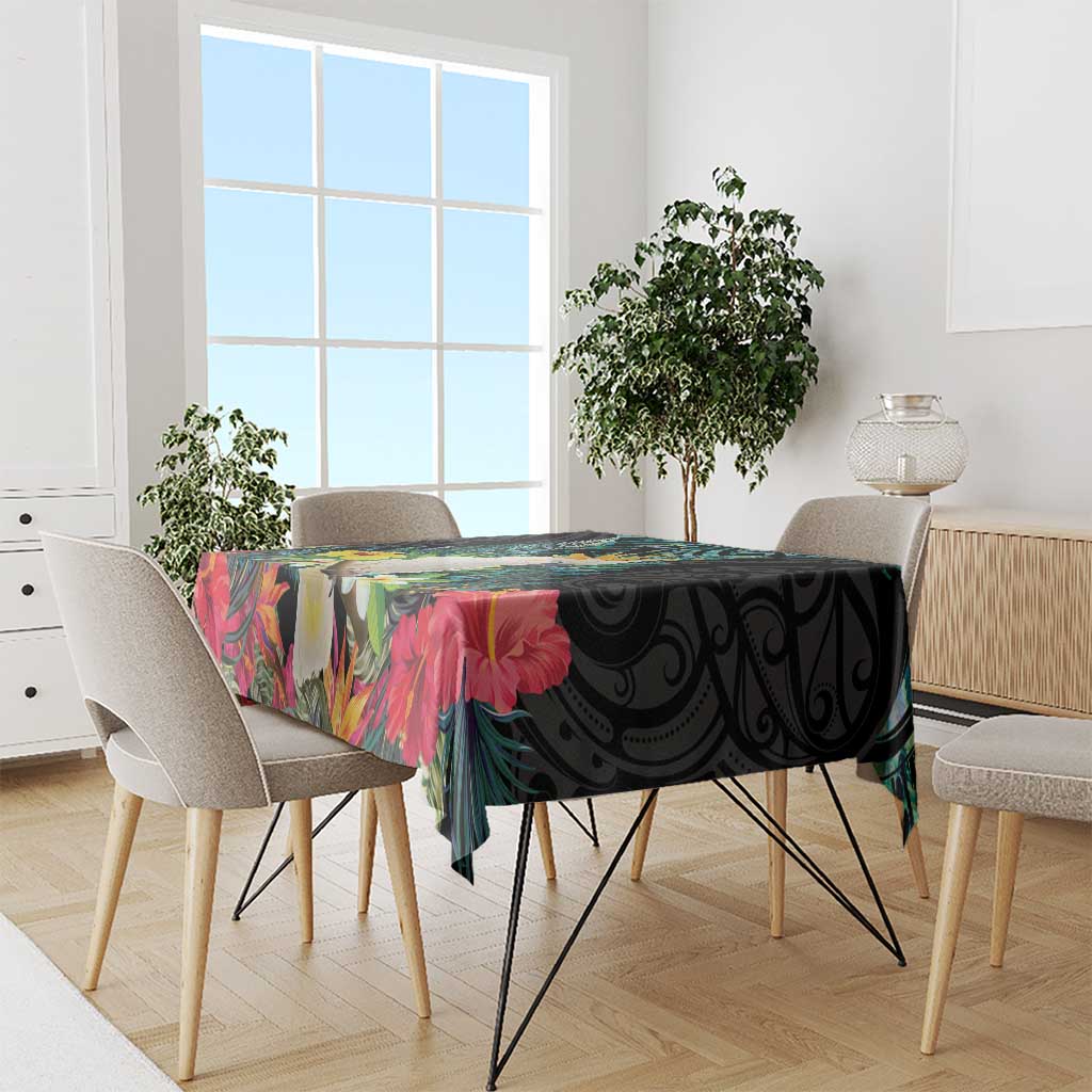 Sulphur-crested Cockatoo New Zealand Tablecloth Paua Shell Aotearoa Maori Tropical Flowers LT14 - Polynesian Pride