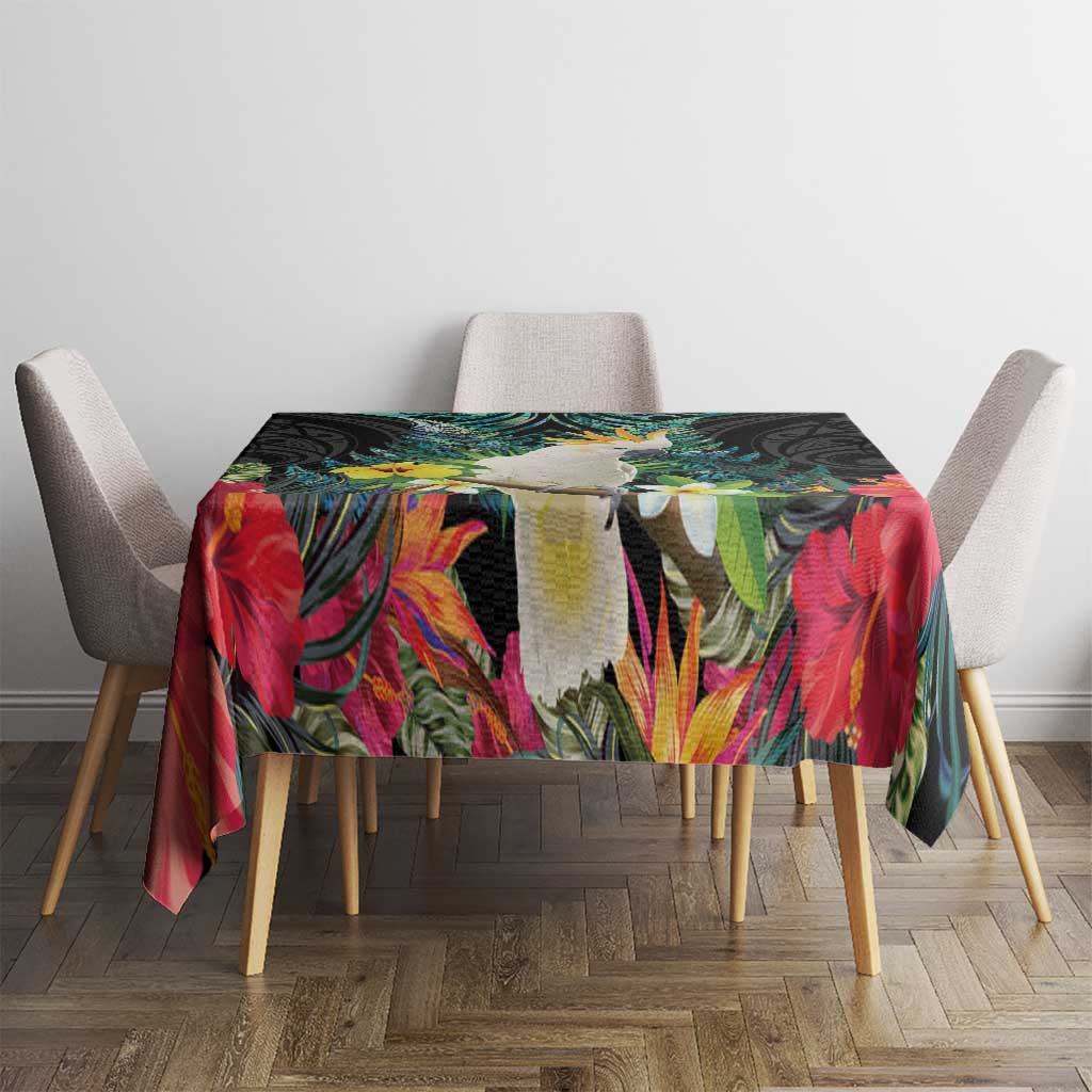 Sulphur-crested Cockatoo New Zealand Tablecloth Paua Shell Aotearoa Maori Tropical Flowers LT14 - Polynesian Pride