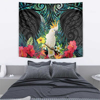 Sulphur-crested Cockatoo New Zealand Tapestry Paua Shell Aotearoa Maori Tropical Flowers LT14 - Polynesian Pride
