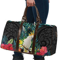 Sulphur-crested Cockatoo New Zealand Travel Bag Paua Shell Aotearoa Maori Tropical Flowers LT14 - Polynesian Pride