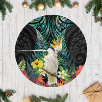 Sulphur-crested Cockatoo New Zealand Tree Skirt Paua Shell Aotearoa Maori Tropical Flowers LT14 Casual Black - Polynesian Pride