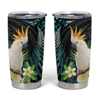 Sulphur-crested Cockatoo New Zealand Tumbler Cup Paua Shell Aotearoa Maori Tropical Flowers LT14 Black - Polynesian Pride