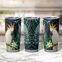 Sulphur-crested Cockatoo New Zealand Tumbler Cup Paua Shell Aotearoa Maori Tropical Flowers LT14 - Polynesian Pride